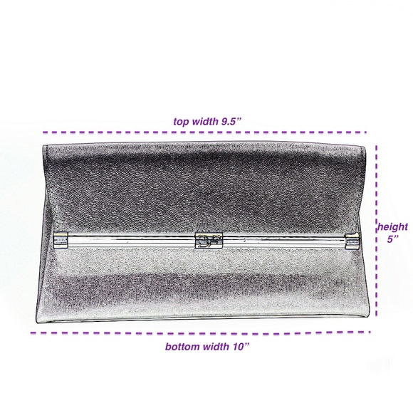 DVF Diane von Furstenberg 440 Caviar Leather Envelope Clutch in Eggplant NWT - Picture 3 of 13